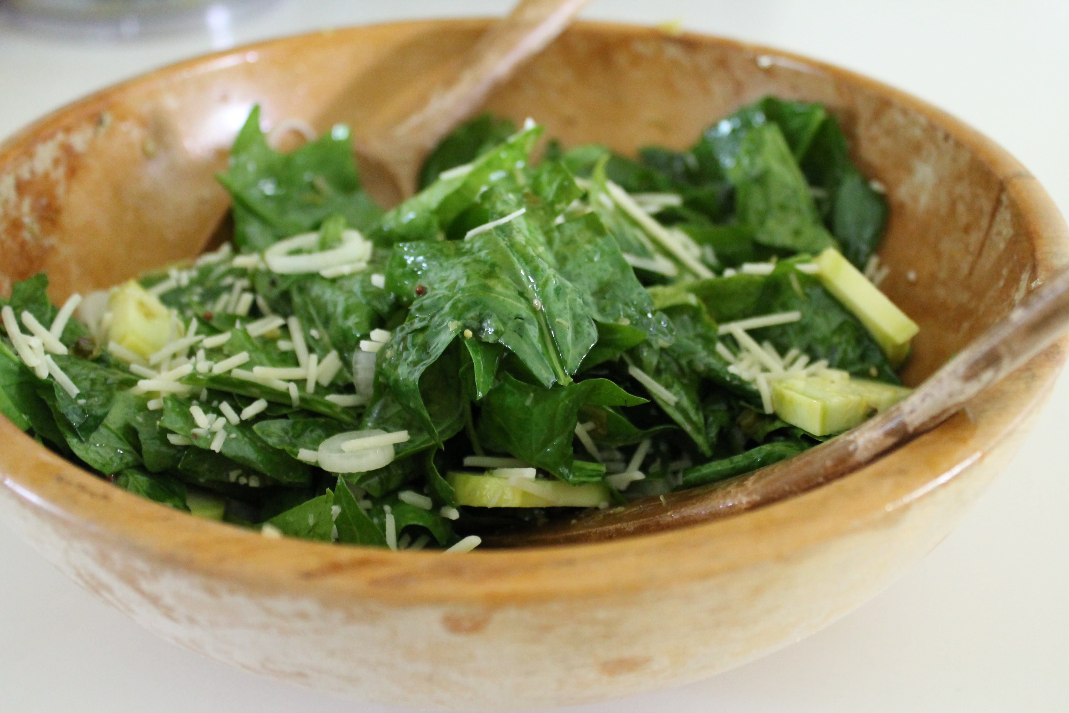 Loose Leaf Salad with Warm Garlic Scape Vinaigrette