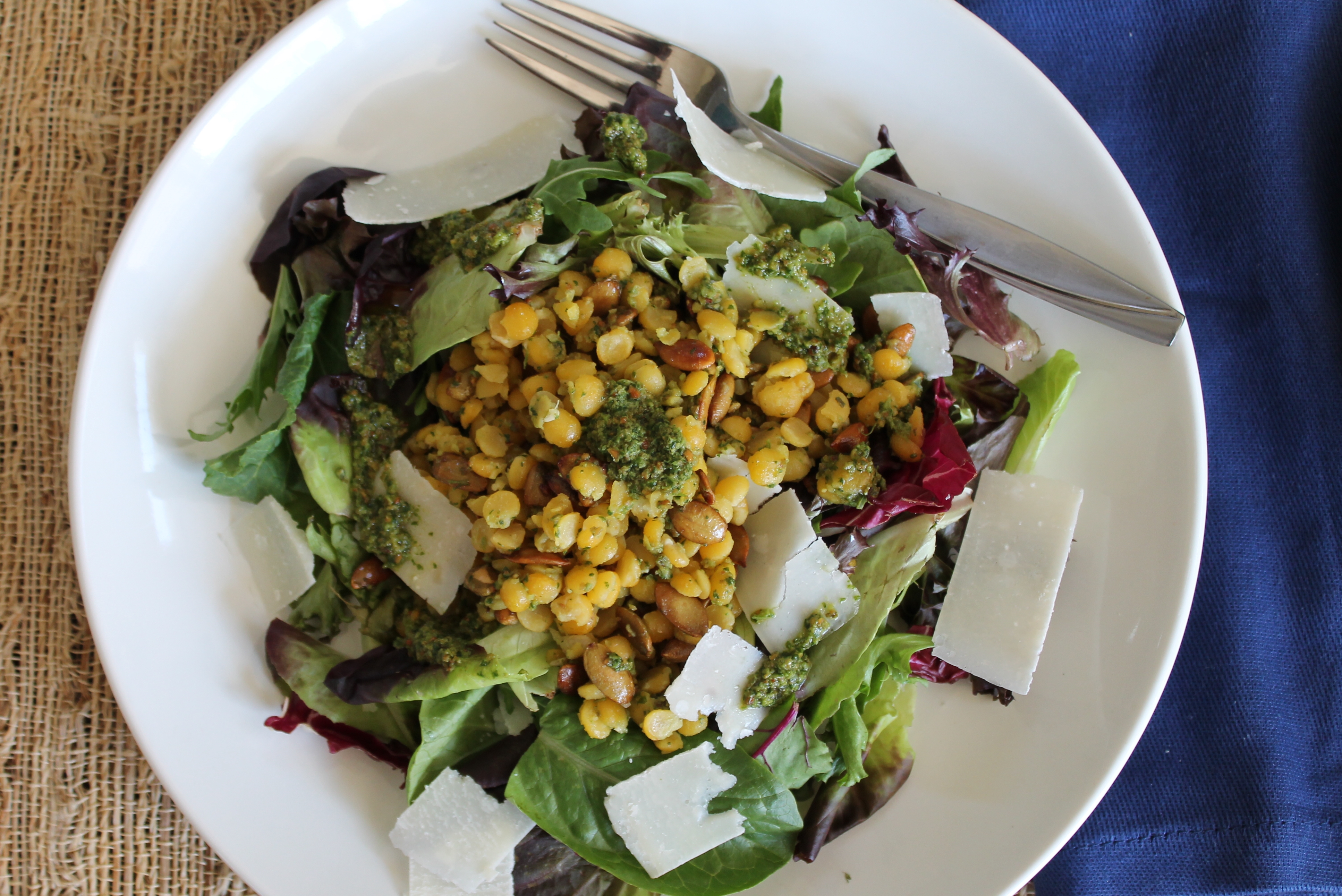 Yellow Split Peas and Mixed Greens Salad