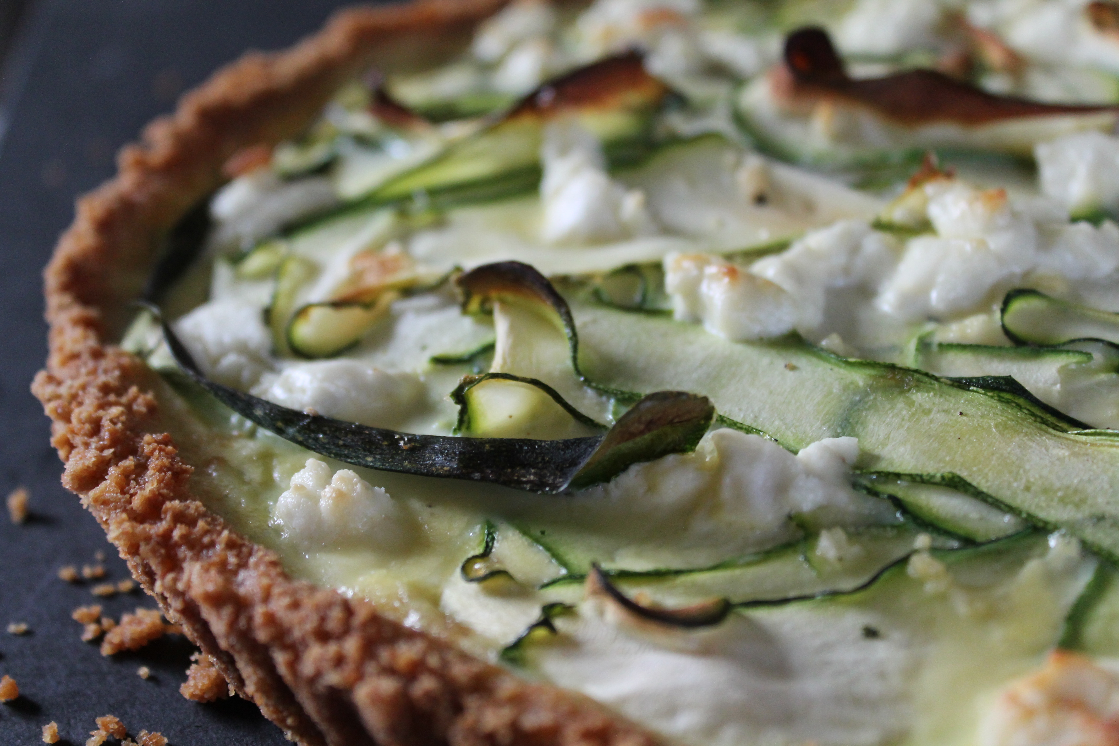 Zucchini and Goat Cheese Quiche with Cracker Crust