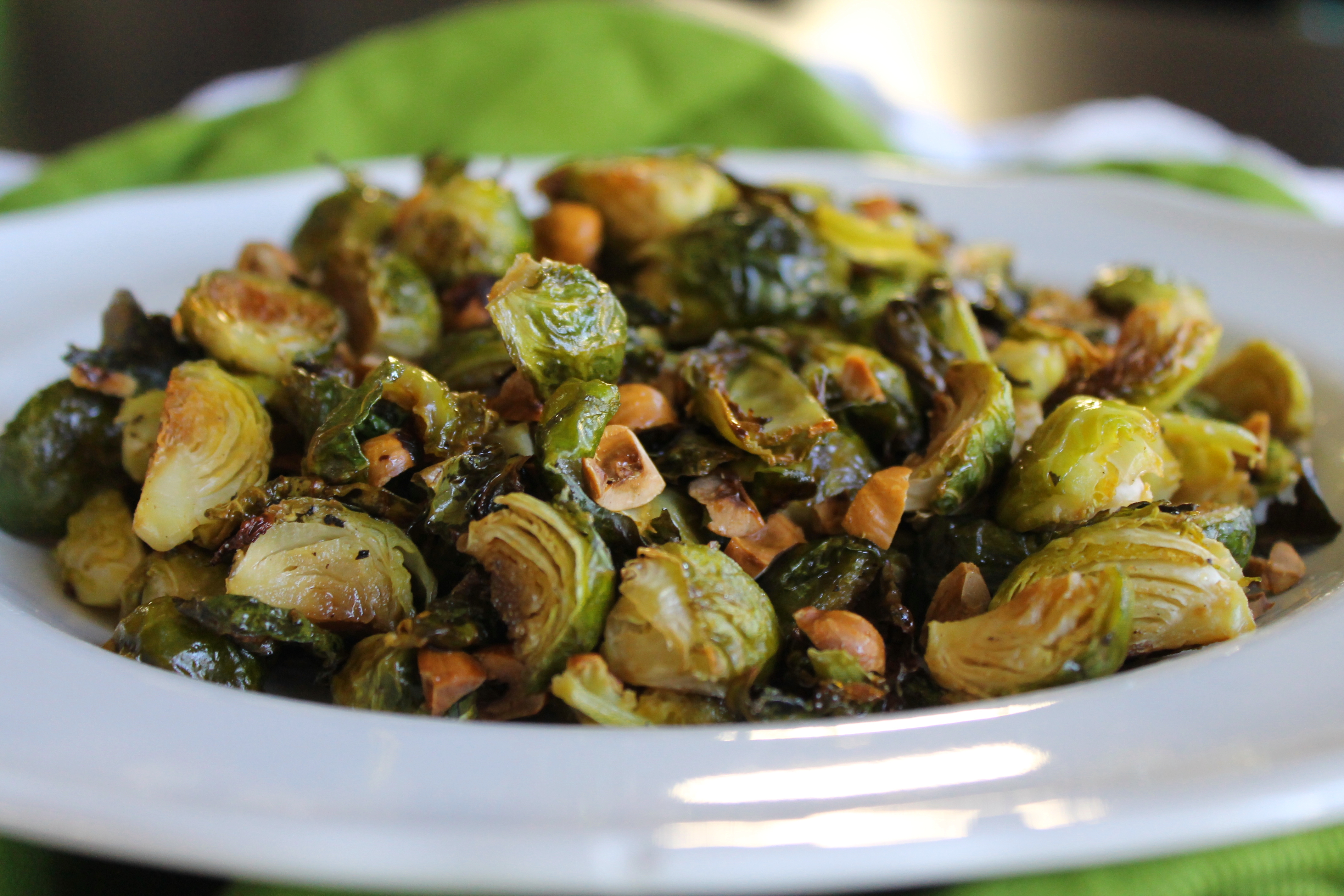 Maple Roasted Brussels Sprouts with Hazelnuts