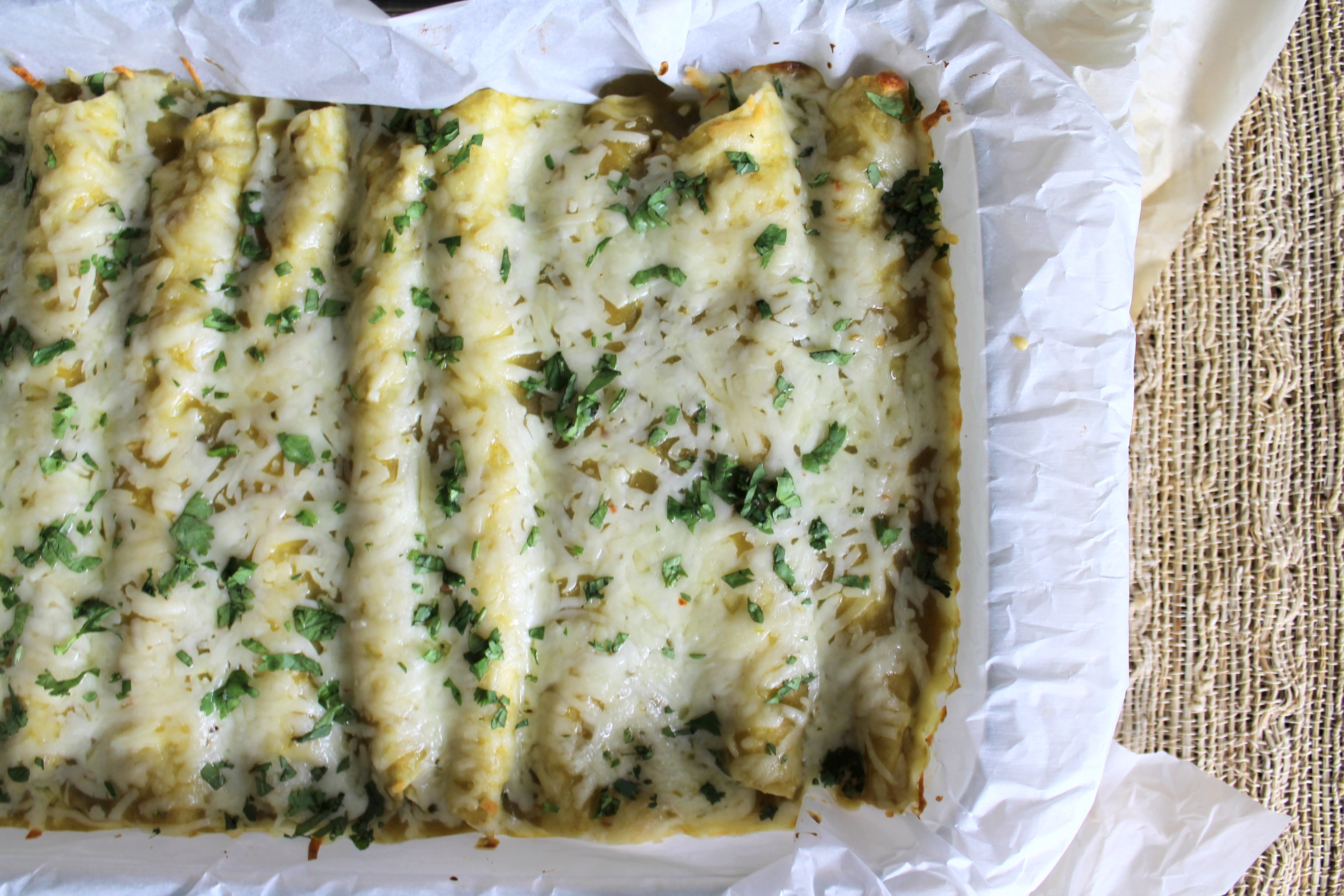 Cheesy Spinach and Green Chile Enchiladas